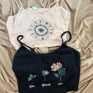 Peach and Black Crop Tops
